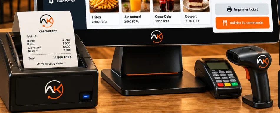 Imprimante de tickets, terminal de paiement et lecteur de codes-barres